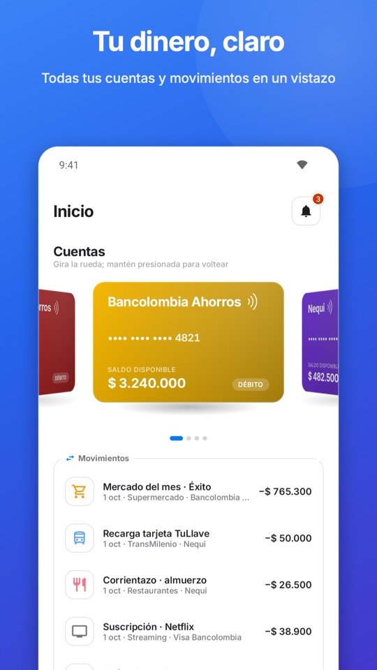 Inicio: todas tus cuentas y movimientos en un vistazo