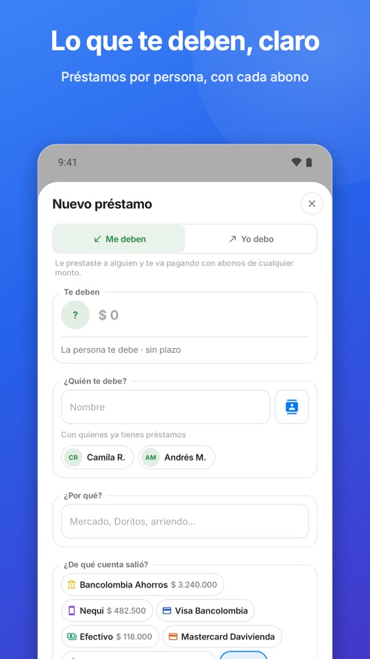 Lo que te deben, claro: préstamos por persona con cada abono